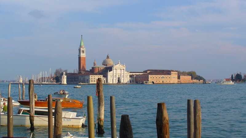 Venice island with church
