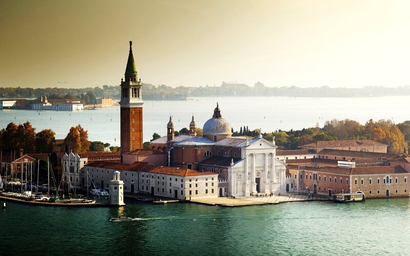 Venice island with church