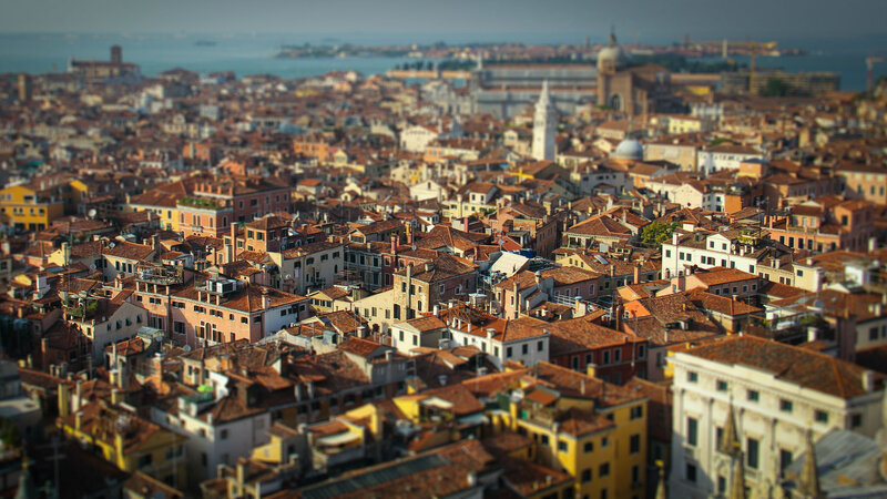 Venice Rooftops and Canals — Red