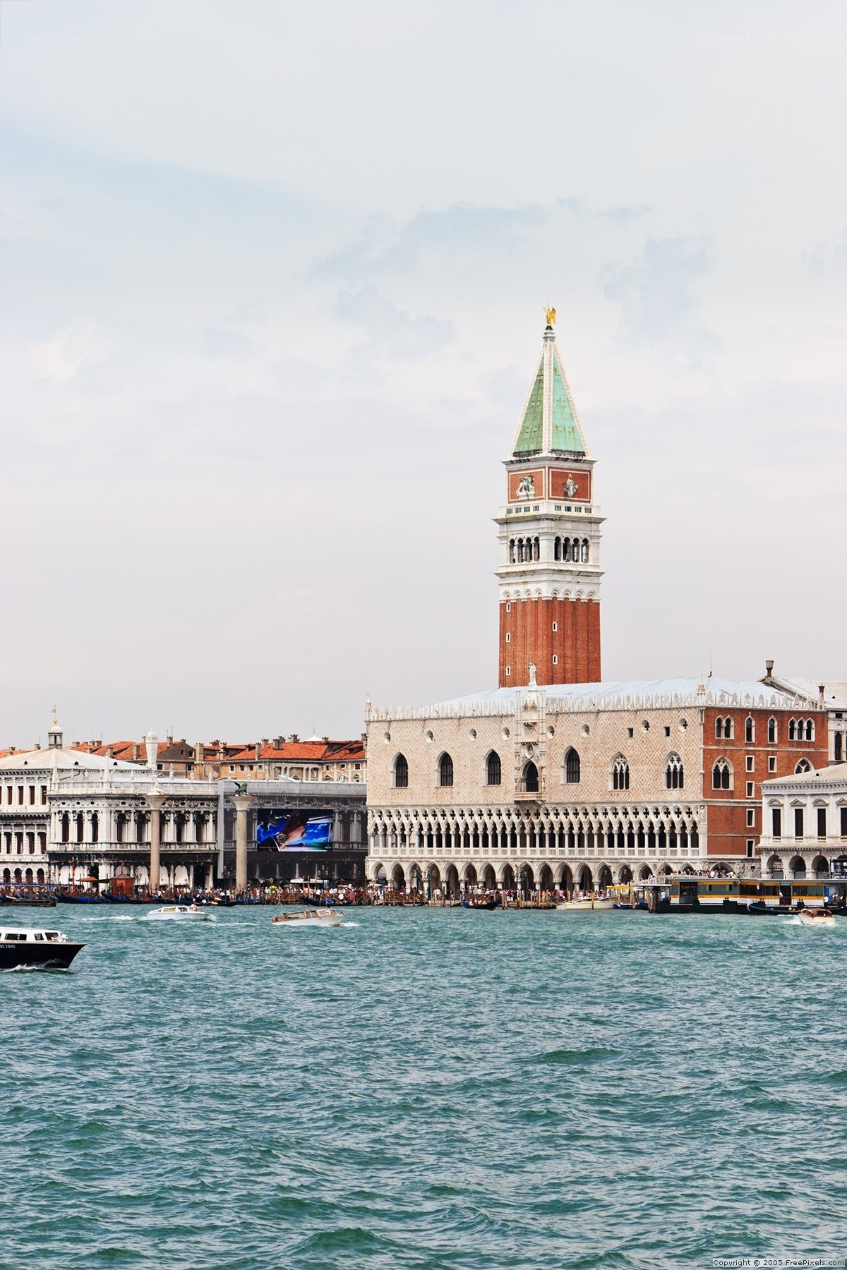 Venice waterfront with bell tower