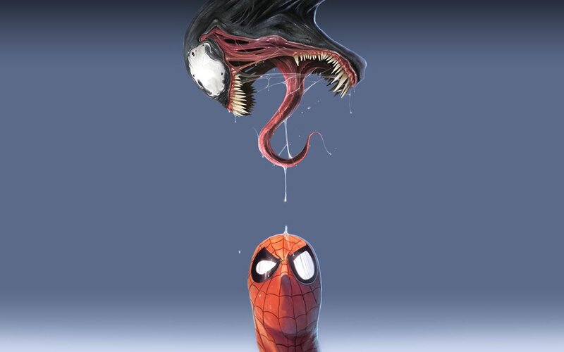 Venom and Spider-Man — Red, Dramatic