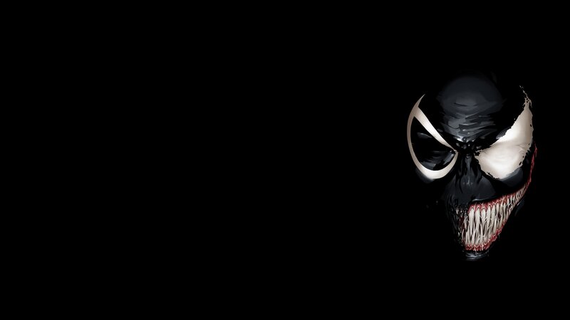 Venom Character Face — Black, Dark, Menacing, Digital Art