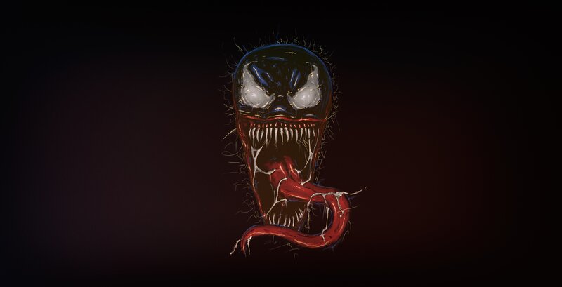 Venom Character Head — Black, Dark, Menacing, Night