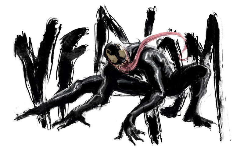 Venom Character in Motion — Black, Aggressive