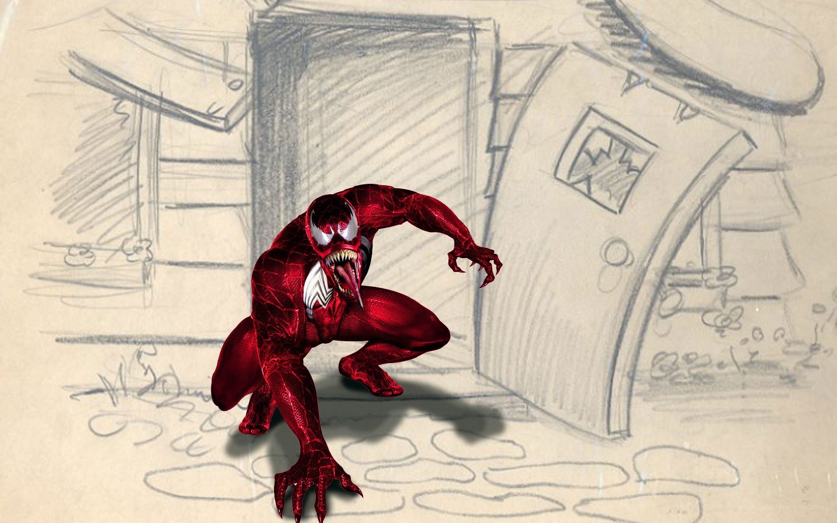 Venom character in red suit