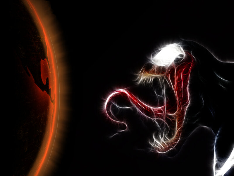 Venom character with glowing effects