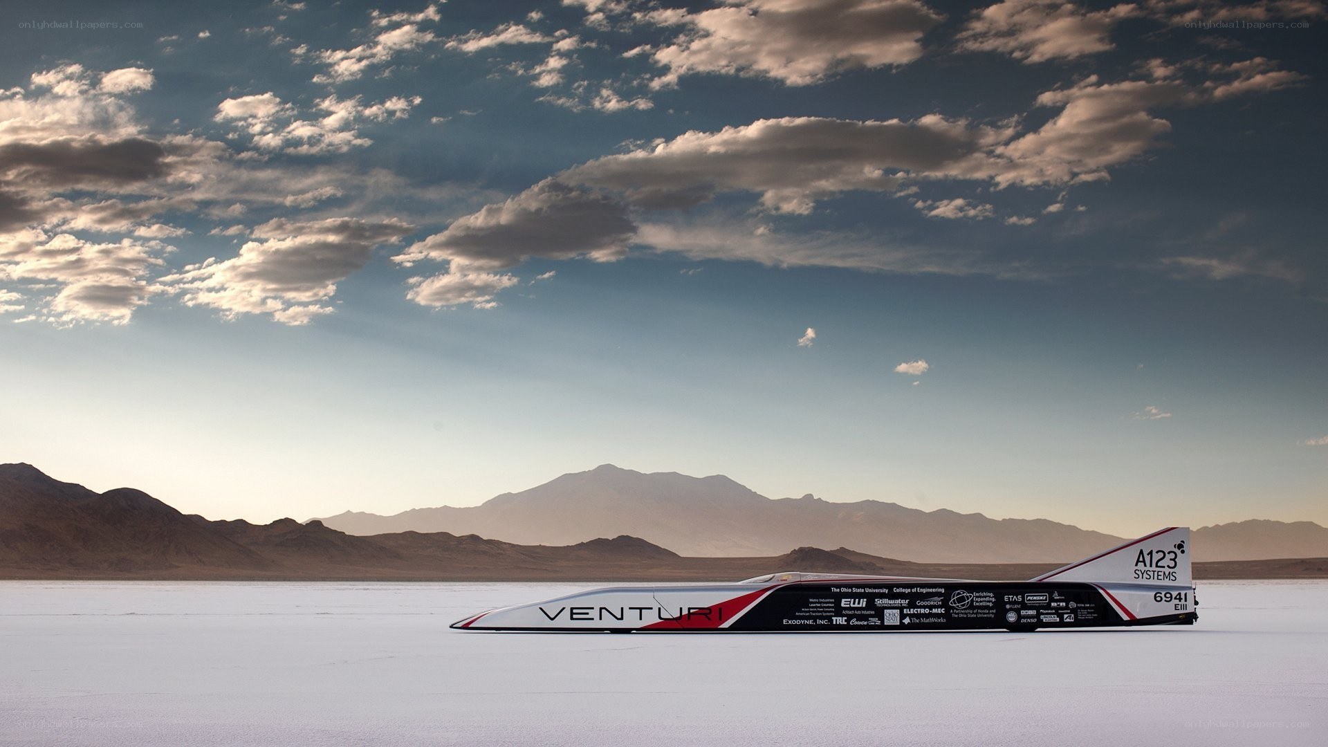 Venturi racing car on salt flat