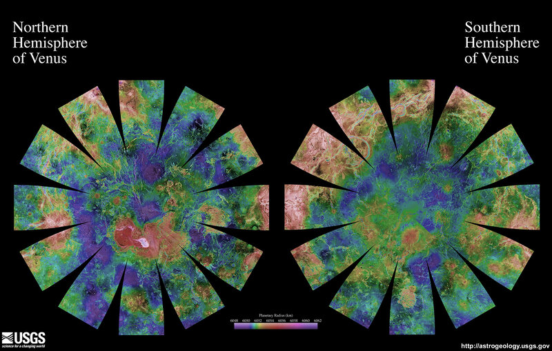 Venus hemisphere maps