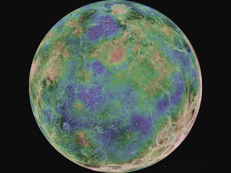 Venus Surface Map — Green, Scientific, Digital Art