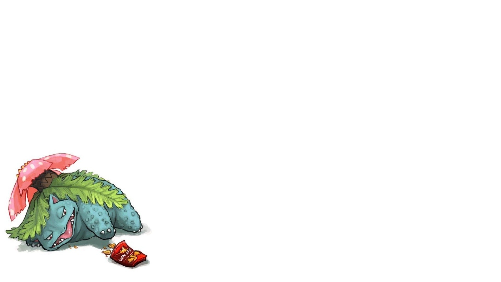 Venusaur eating chips