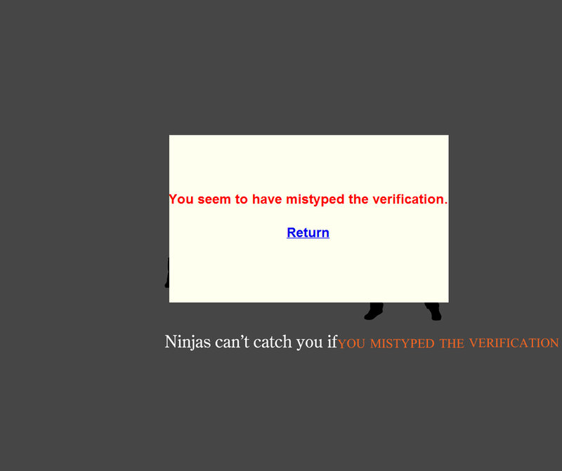 Verification error message