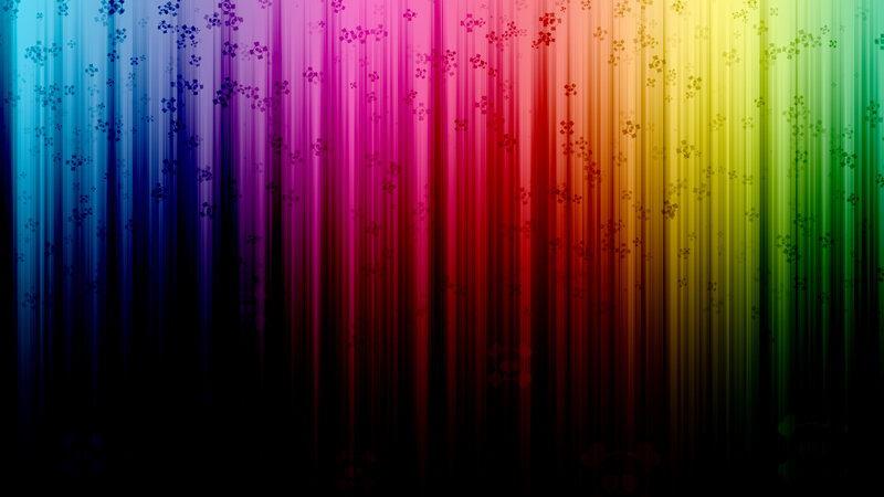 Vertical Rainbow Stripes — Blue, Vibrant, Abstract, Flowers