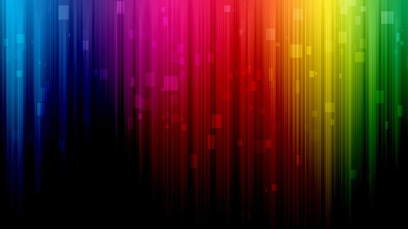 Vertical Rainbow Stripes — Blue, Vibrant, Abstract, Squares, Light Streaks, Red