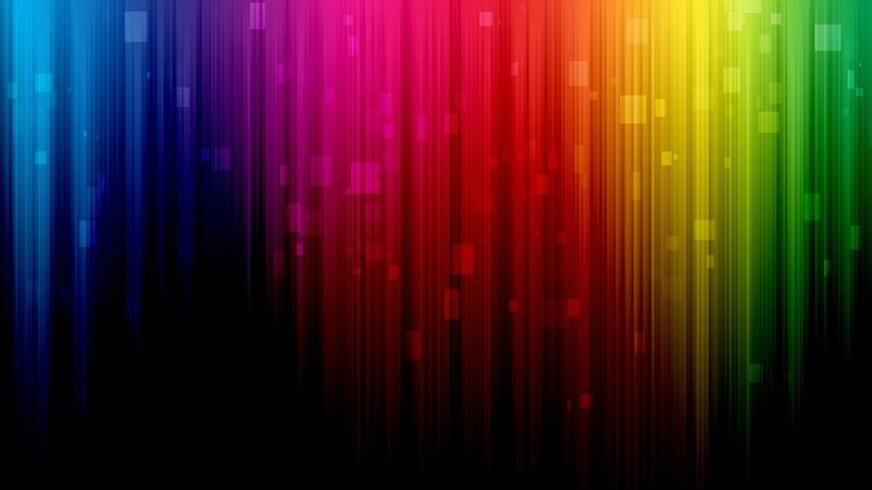 Vertical Rainbow Stripes — Blue, Vibrant, Abstract, Squares