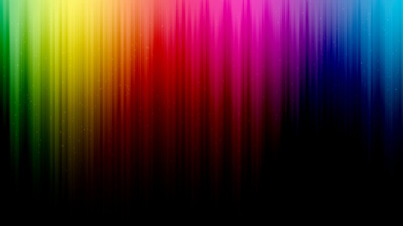 Vertical Rainbow Stripes — Red, Vibrant, Abstract, Light Streaks, Particles, Green