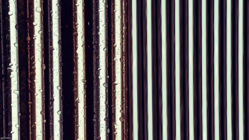 vertical raindrop-covered tubes