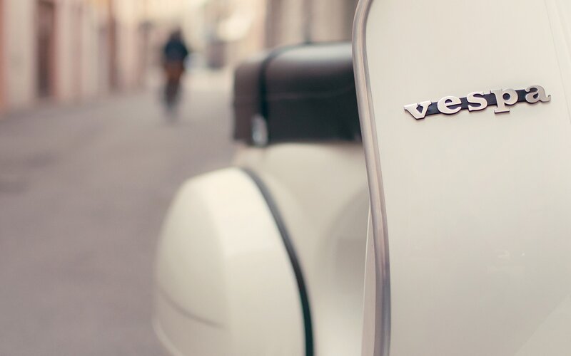 Vespa scooter on a city street