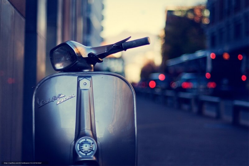 Vespa scooter on city street