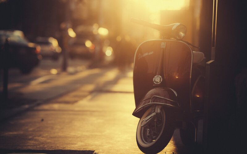 Vespa Scooter on Street