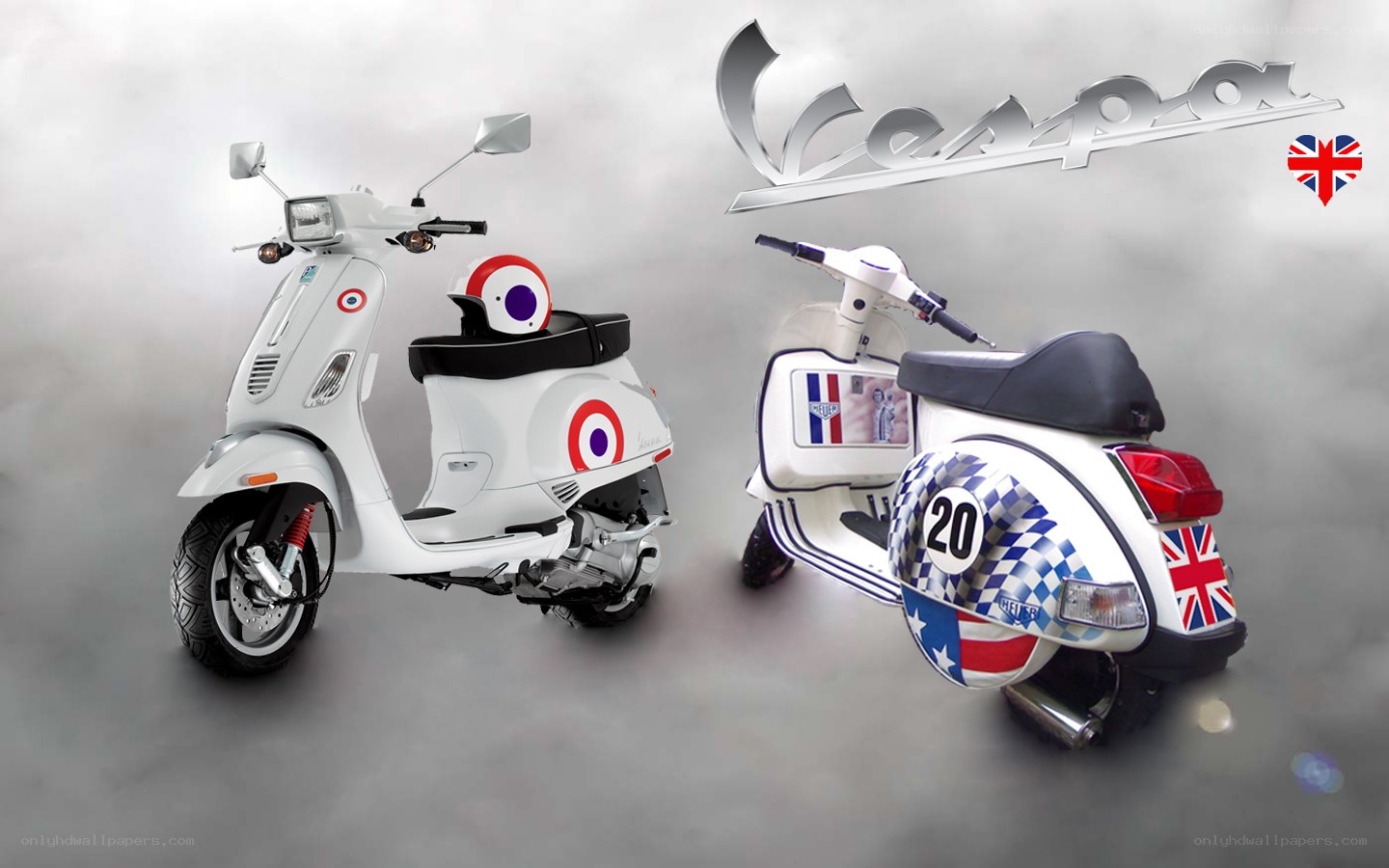 Vespa scooters with custom graphics