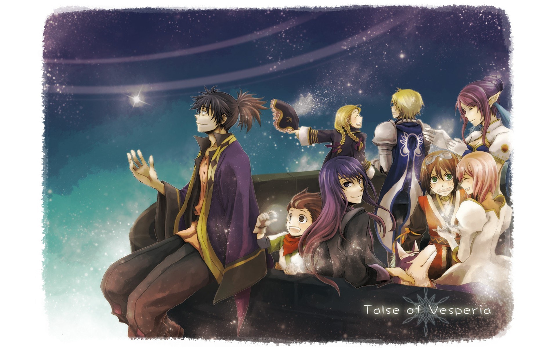 Vesperia characters under stars