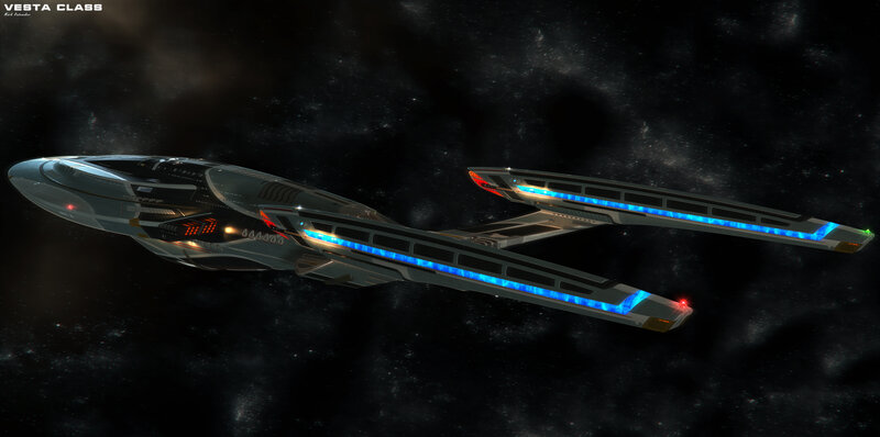 Vesta Class starship in space