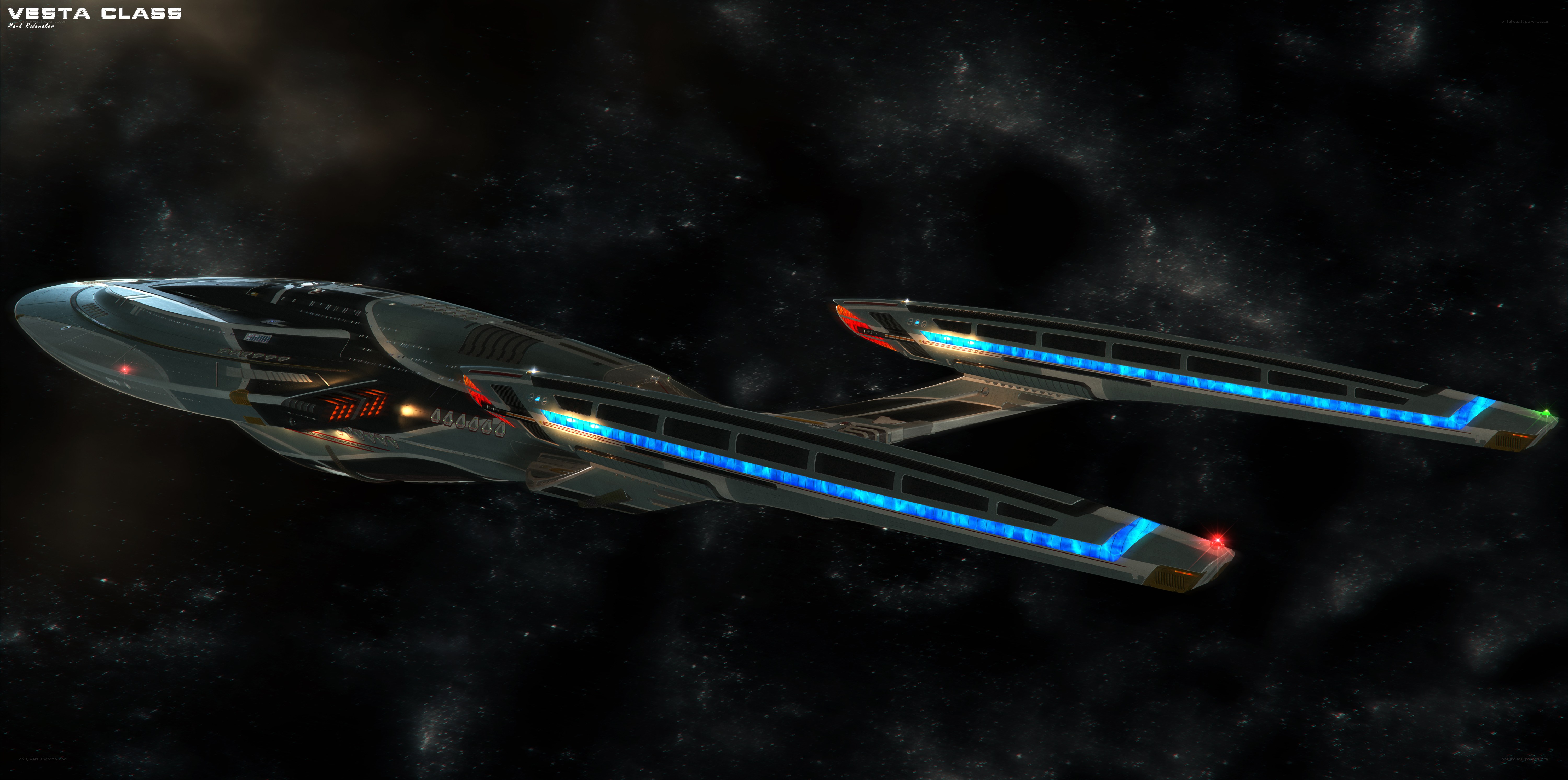 Vesta Class starship in space