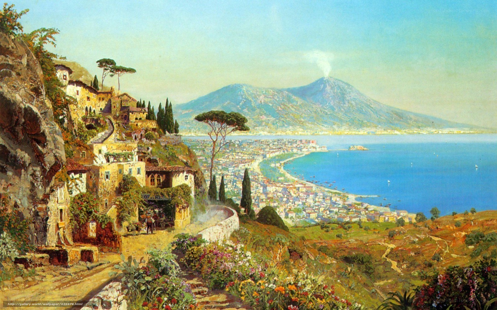 Vesuvius overlooking coastal town