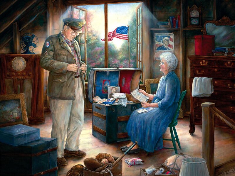 Veteran and wife reminiscing