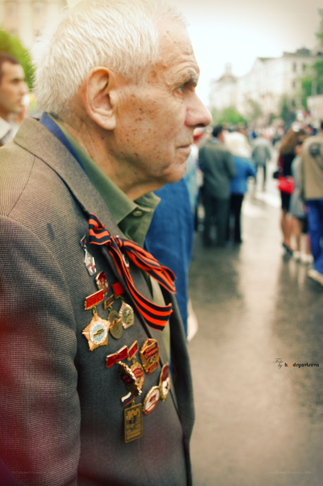 Veteran with medals at parade