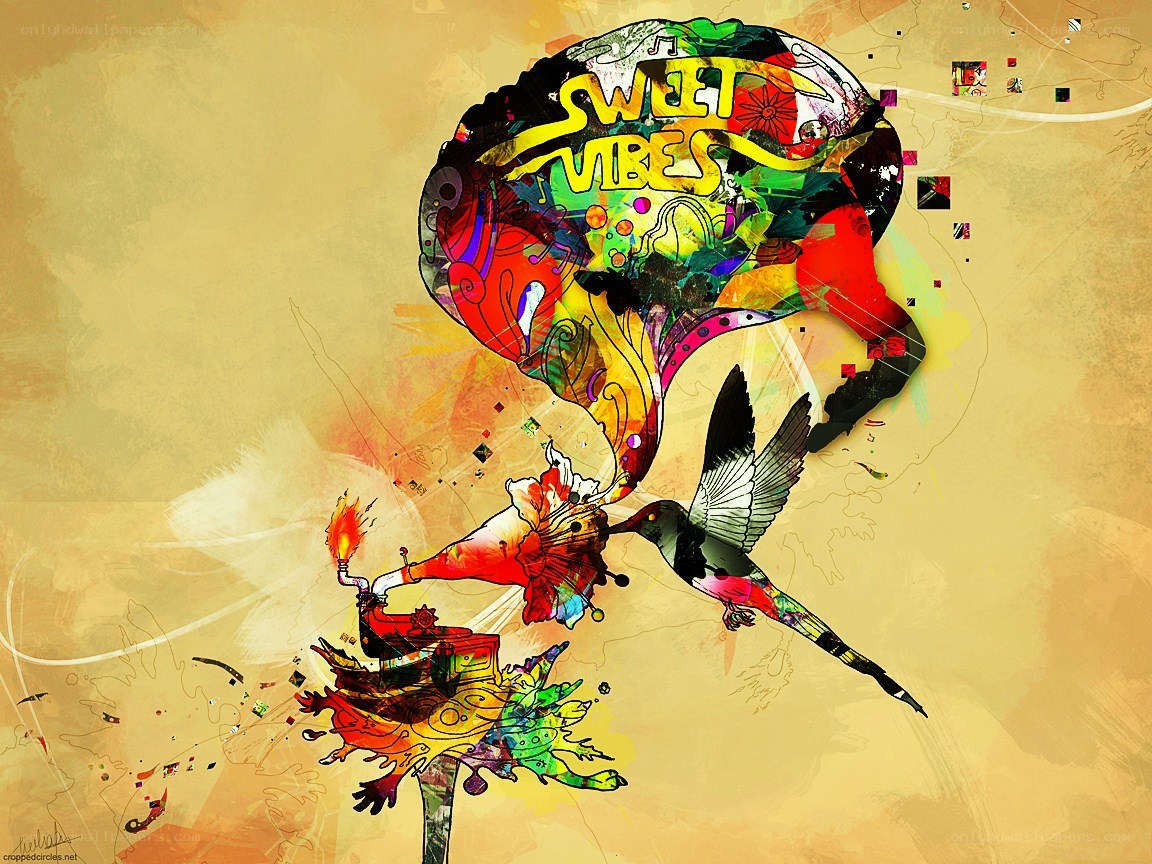 vibrant abstract art with bird