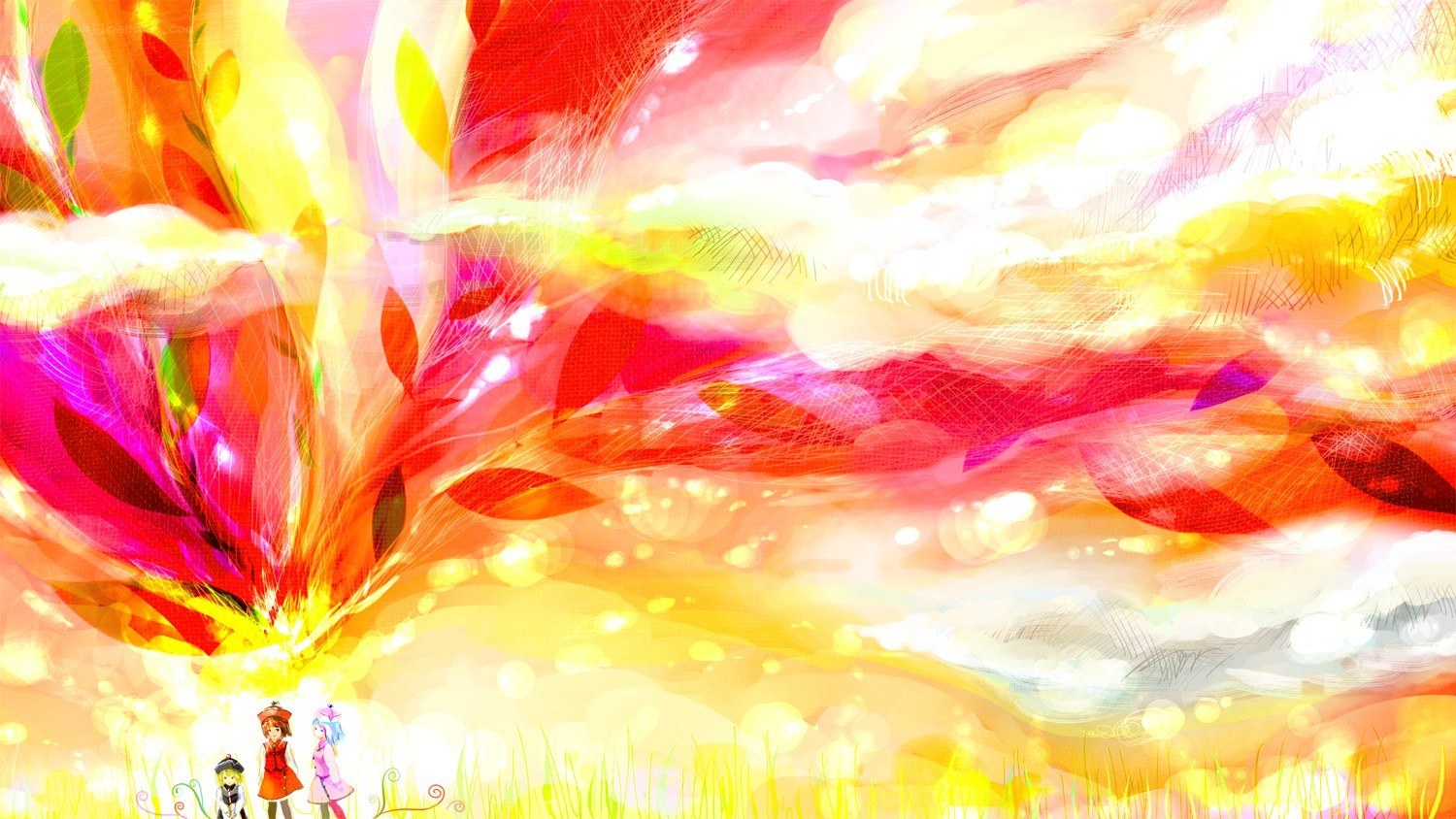vibrant abstract art with characters