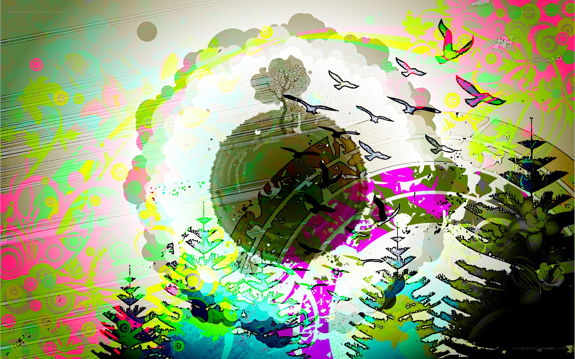 vibrant abstract bird flight art