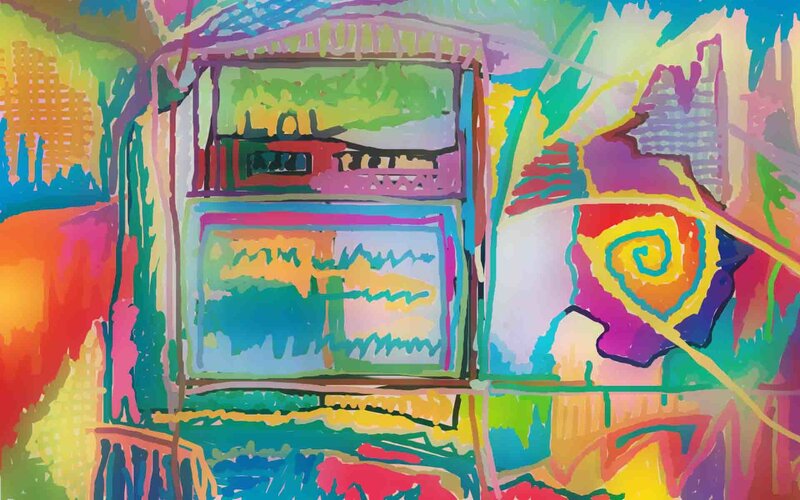 vibrant abstract cityscape