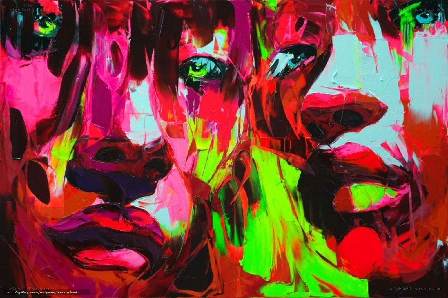 Vibrant abstract faces