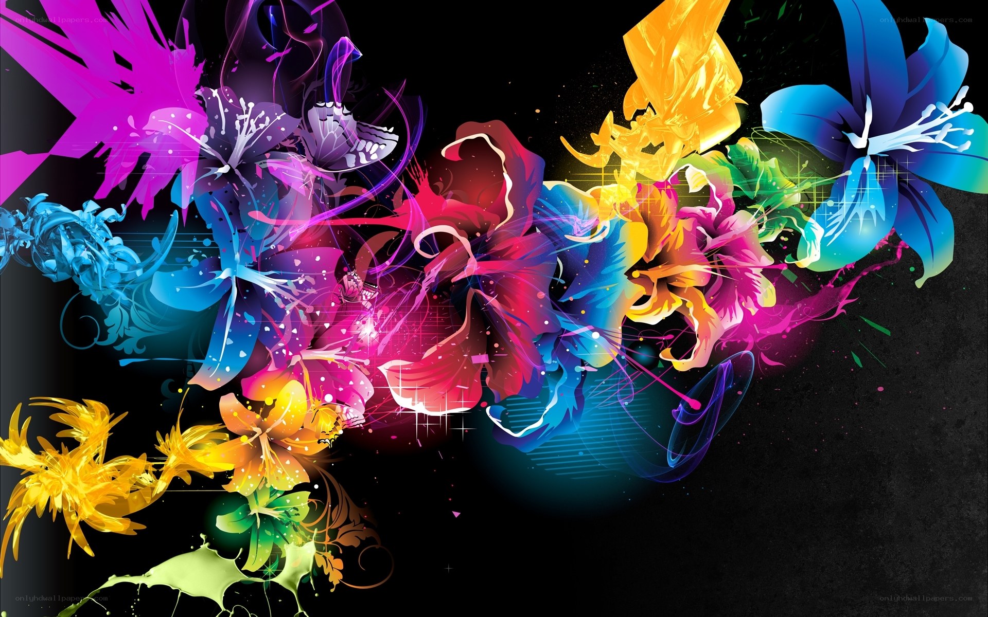 vibrant abstract floral art