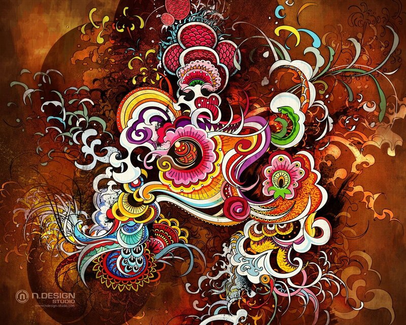 vibrant abstract floral art