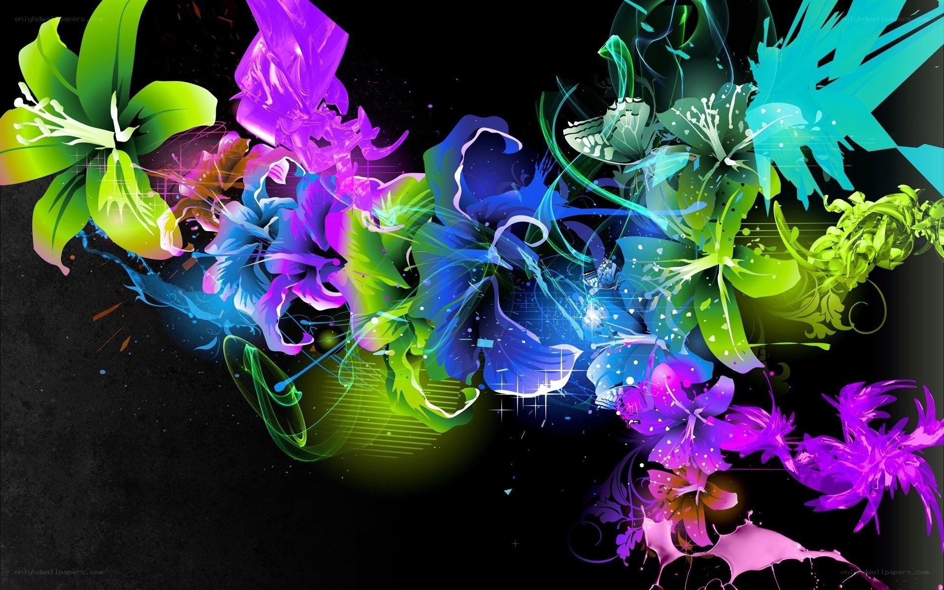 vibrant abstract floral art