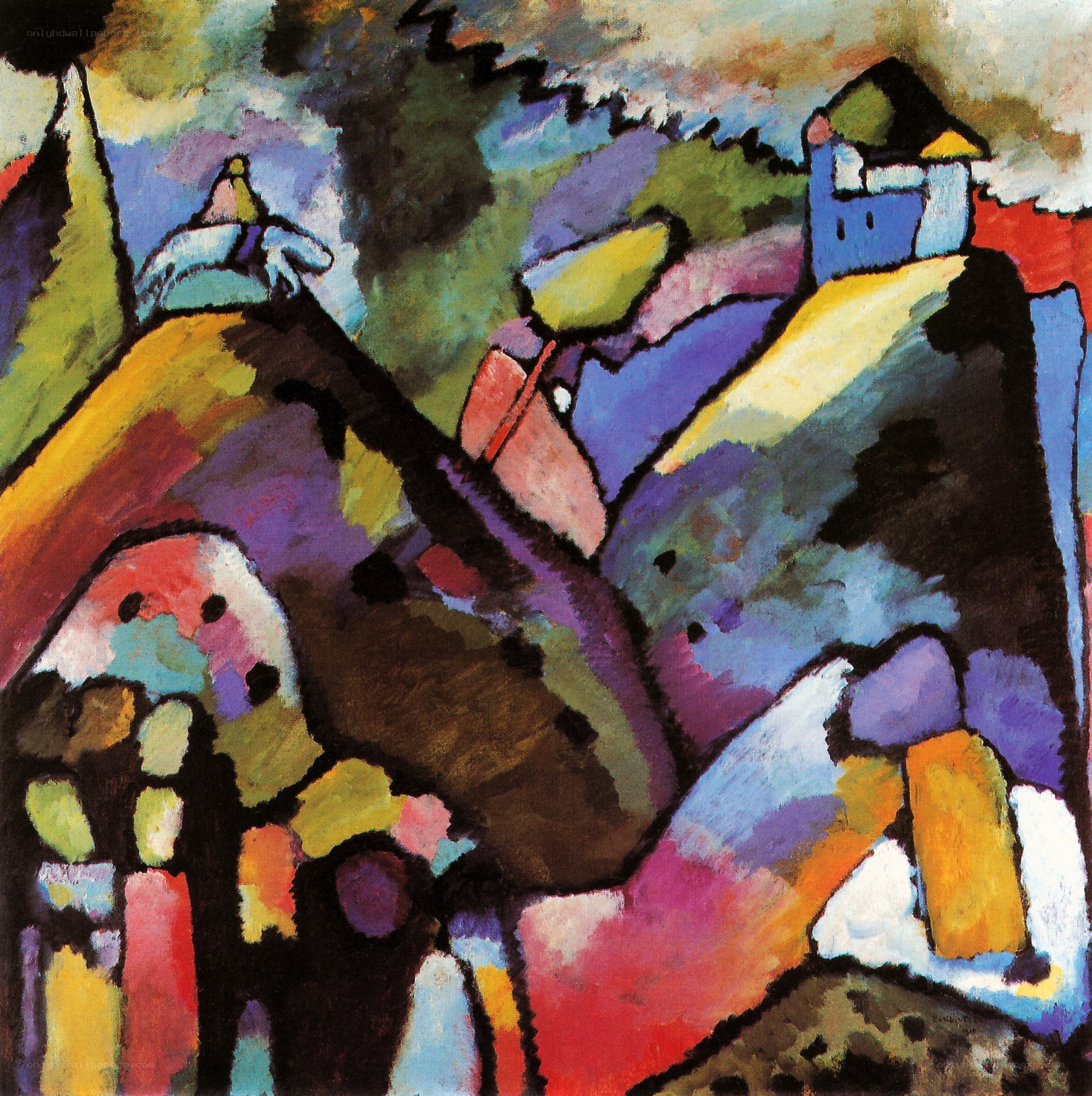 Vibrant abstract landscape painting