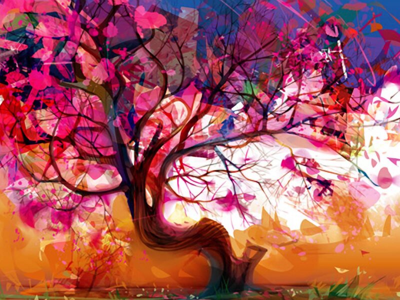 Vibrant abstract tree art