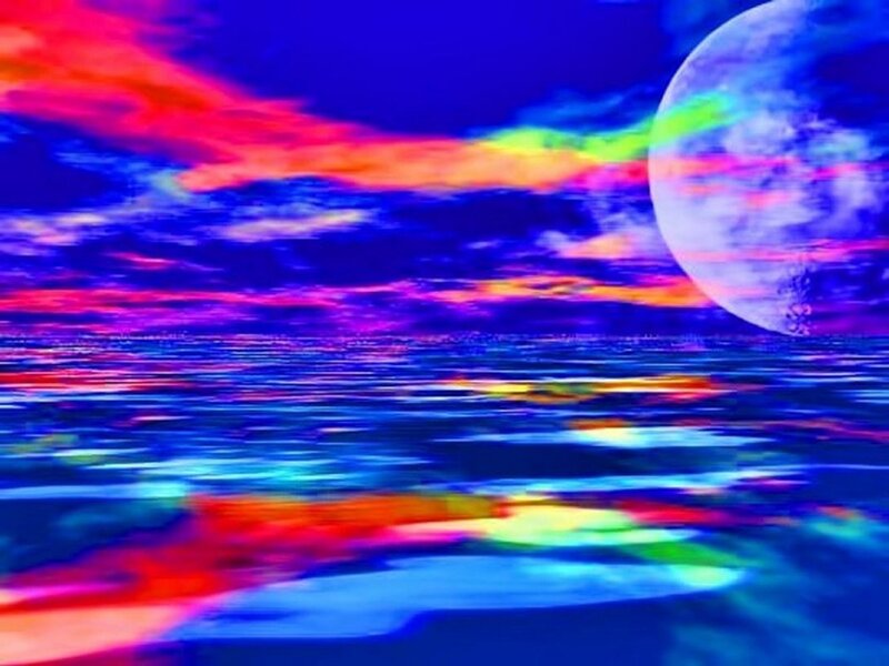 vibrant alien seascape
