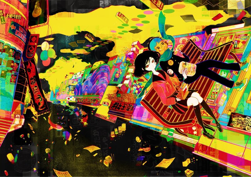 vibrant anime cityscape