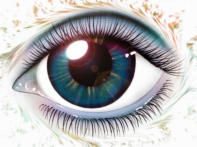 vibrant blue eye with light effects