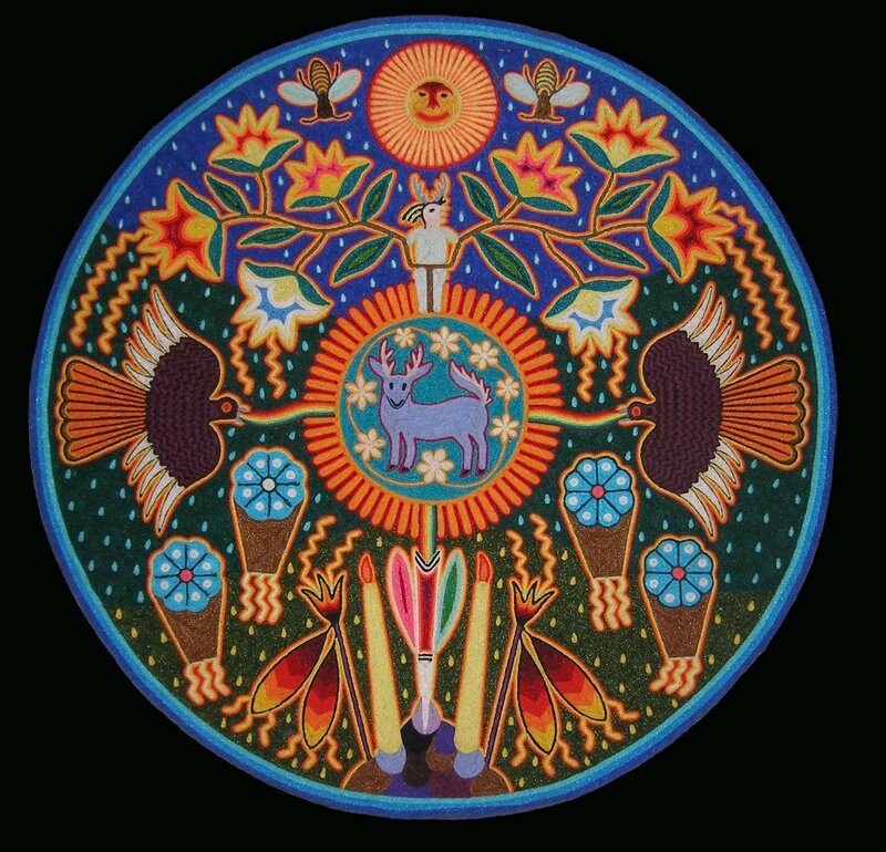 vibrant circular folk art design