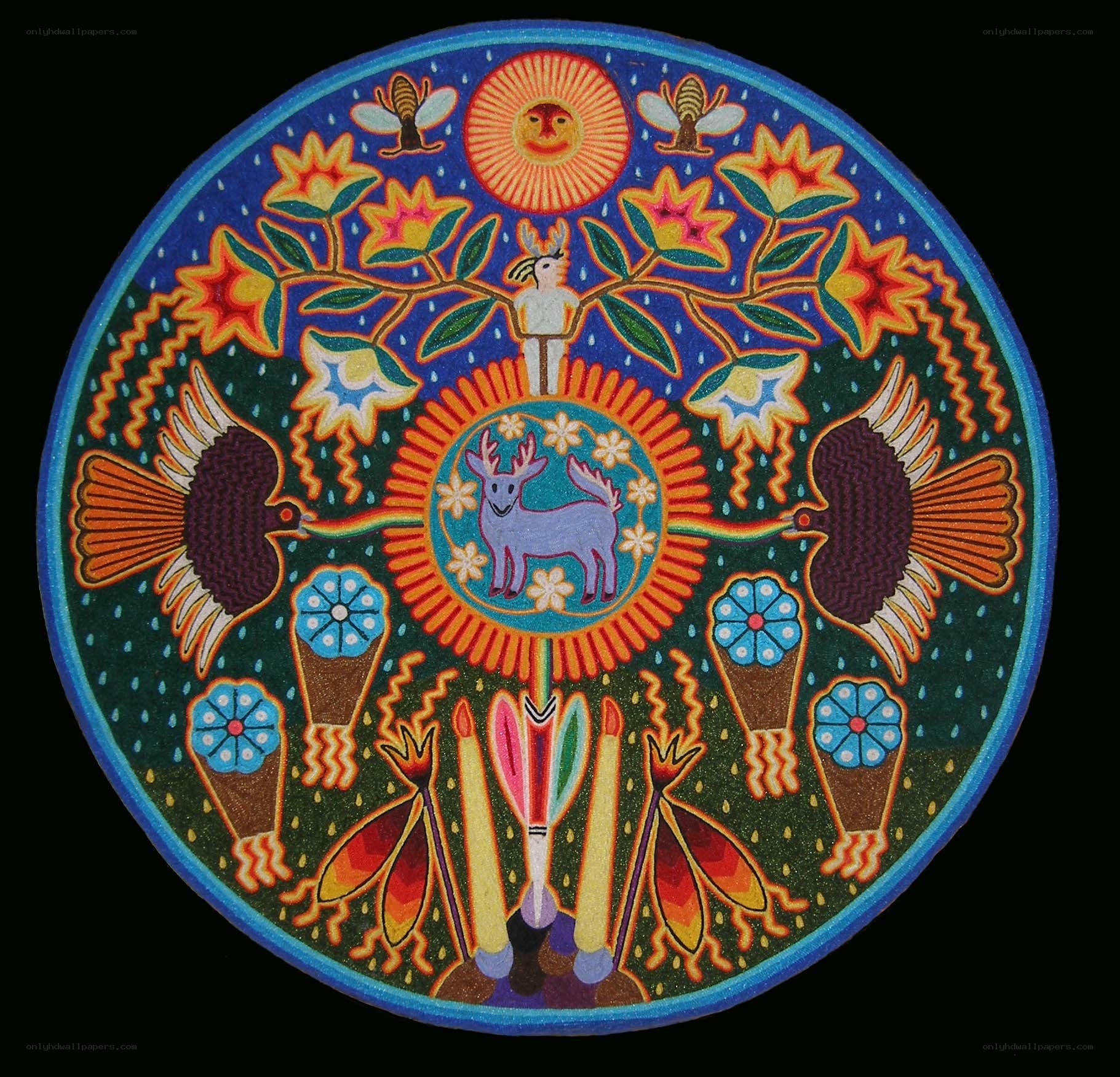 vibrant circular folk art design