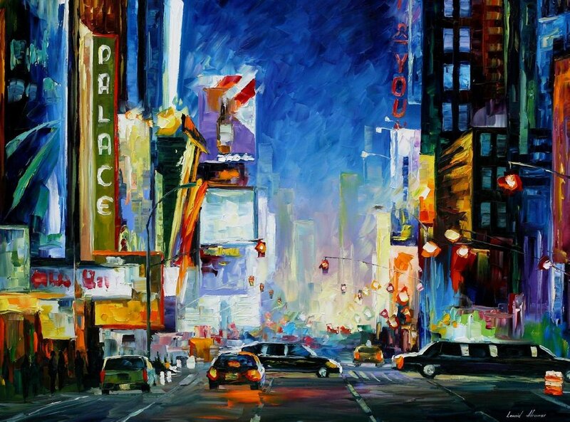 Vibrant city street at night