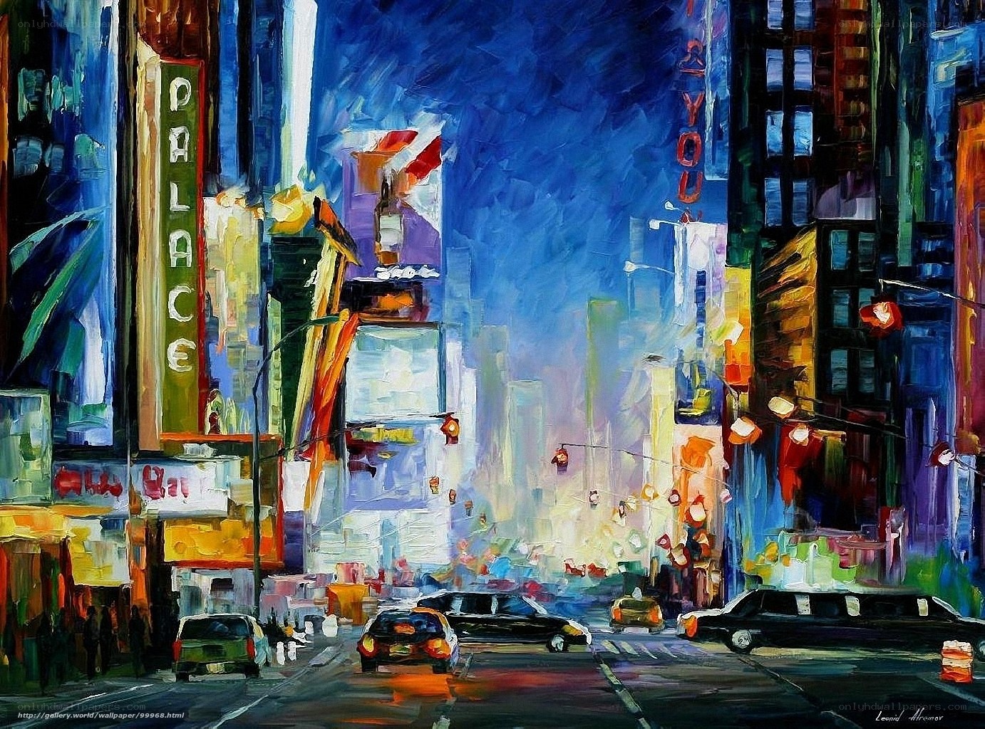 Vibrant city street at night