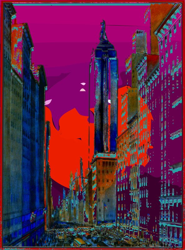 Vibrant cityscape with skyscraper