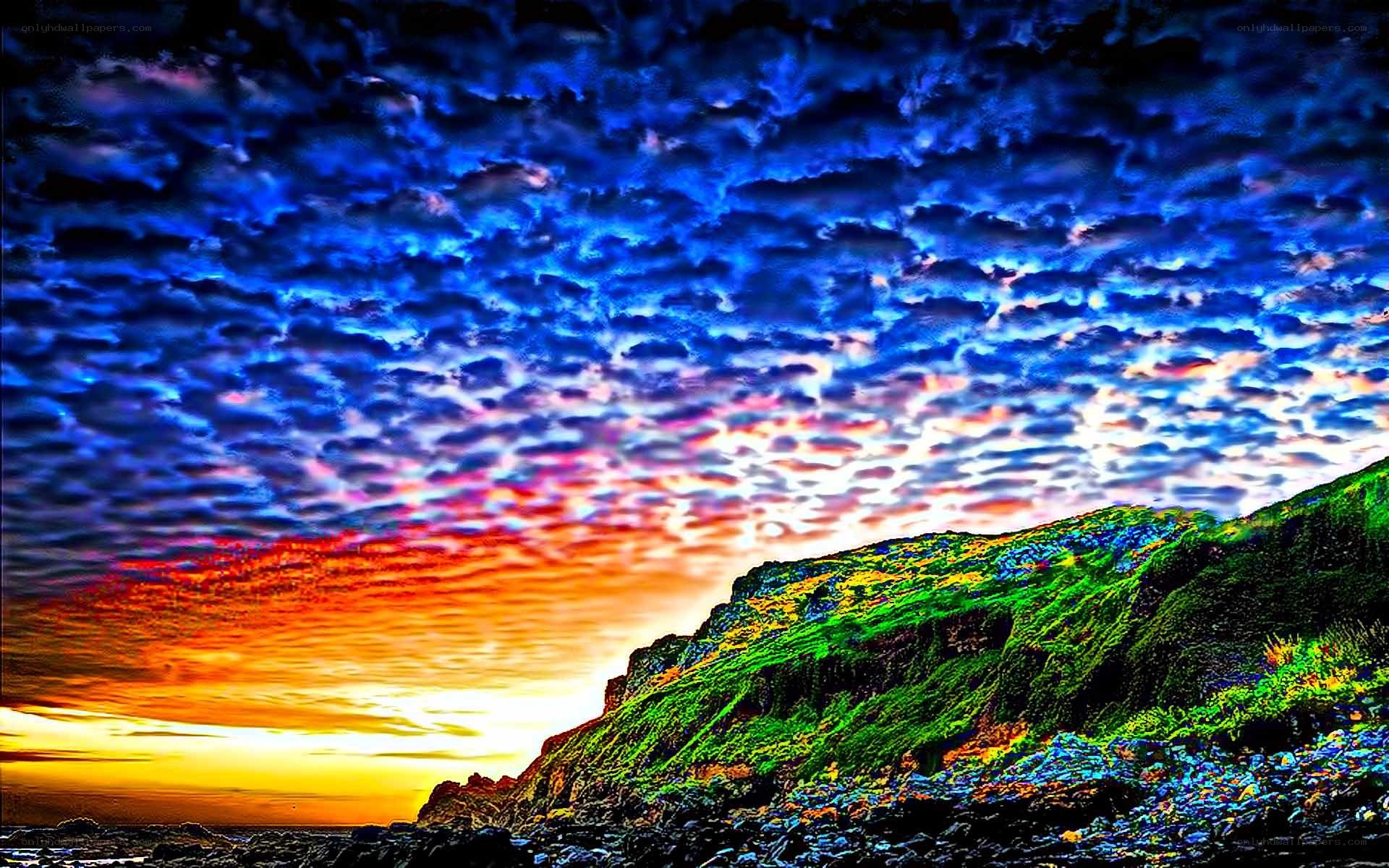 Vibrant coastal sunset