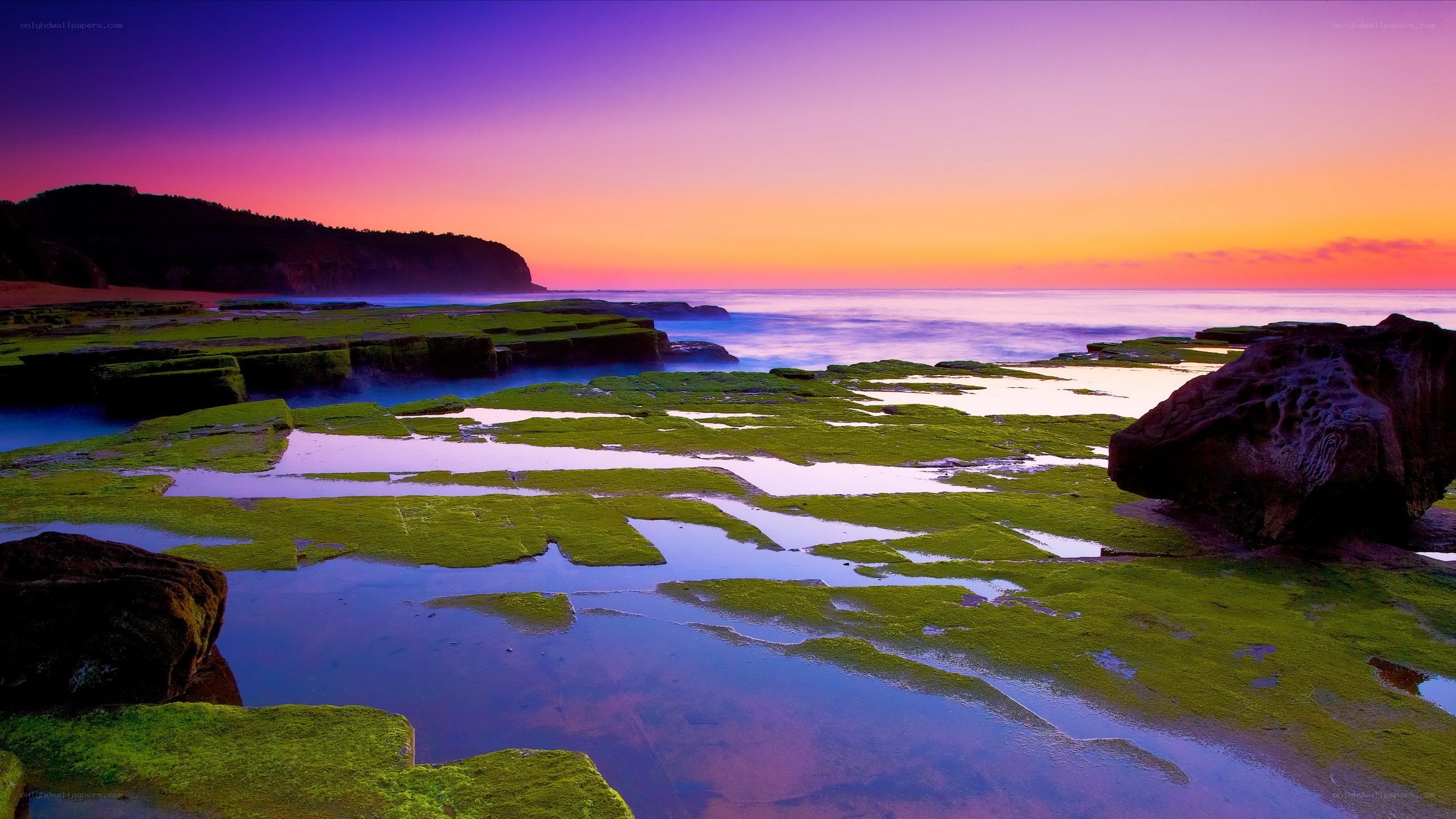 Vibrant coastal sunset scene